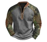Halloween Men’s Sweatshirts Long Sleeve Pullover Patchwork Plaid Jacquard Hoodie Casual Drawstring Hoody Top Sportwear Christmas Tops for Men UK (Army Green #16, XXL)