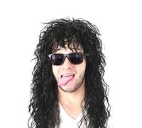 Halloween Men Wig 80S Wig For Men, Punk Rock Wigs Halloween Men Wig Long Curly, Heavy Metal Rocker Wig For Halloween Costume Party