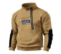 Halloween Men's Athletic Hoodies Lightweight Workout Hoodie Casual Long Sleeve Shirts Crewneck Pullover Top Comfortable Fall Holiday Clothing Sport Wear Santa Outfit Man (Khaki, XL)