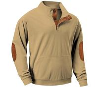 Halloween Men's Cotton Military Jacket Winter Fleece Coats Full Zip Warm Thick Multi Pocket Outwear with Removable Hood Overcoat Knitwear Ugly Christmas Hoodie (Khaki, L)