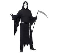 Halloween Mens Fancy Dress Grim Reaper Costume Hooded Robe & Mask by Smiffys