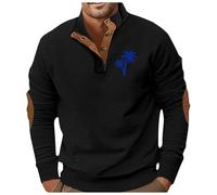 Halloween Men's Fleece Pullover Warm Half Zip Microfleece Jacket Lightweight Outdoor Sweatshirt Thermal Top with 2 Pockets for Autumn Winter Hiking Work Coat Sport Wear Santa Claus Jacket (Black, XXL)