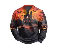 Halloween Men's Half Zipper Sweatshirt - Long Sleeve Stand up Collar Pullover Casual Fun Pattern Top (UK, Alpha, M, Regular, Regular, #2)