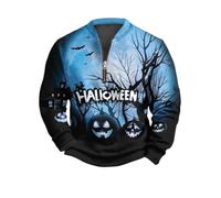 Halloween Men's Half Zipper Sweatshirt - Long Sleeve Stand up Collar Pullover Casual Fun Pattern Top (UK, Alpha, XL, Regular, Regular, #18)