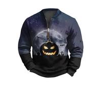 Halloween Men's Half Zipper Sweatshirt - Long Sleeve Stand up Collar Pullover Casual Fun Pattern Top (UK, Alpha, 5XL, Regular, Regular, #4)