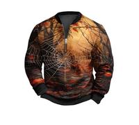 Halloween Men's Half Zipper Sweatshirt - Long Sleeve Stand up Collar Pullover Casual Fun Pattern Top (UK, Alpha, XL, Regular, Regular, #15)