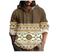 Halloween Mens Hoodie Pullover Fleece Classic Hooded Top Plain Ribbed Cuff Long Sleeve Sweatshirt Pull Over Jumper Hoody Shirts Leisure Wear Christmas Fancy Dress Adult (Brown-3, L)