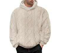 Halloween Mens Hoodie Pullover Fleece Classic Hooded Top Plain Ribbed Cuff Long Sleeve Sweatshirt Pull Over Jumper Hoody Shirts Knitwear Christmas T- Shirts (Beige #2, S)