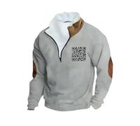 Halloween Mens Hoodie Pullover Sweatshirt UK Long Sleeve Fleece Color Block Patchwork Hoodies with Pocket Coat Leisure Wear Football Christmas Jumpers (Grey, XL)