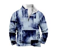 Halloween Men's Hoodies Full Zip Fleece Jacket Coat Winter Warm Oversized Zip Up Hooded Top with Pockets Parka Leisure Wear Classic Football Shirts Christmas Jumper (Blue, S)