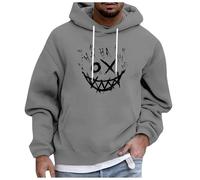 Halloween Mens Hoodies Half Zip Pullover Work Jumpers Military Tactical Sweatshirts Sport Hooded Tops Winter Jackets Holiday Clothing Leisure Wear Funny Christmas T Shirt (Grey, L)
