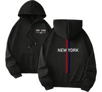 Halloween Men's Hoodies Long Sleeve Pullover Solid Knitted Drawstring Sweatshirt Casual Hoody Top Outerwear Sport Wear Christmas Fancy Dress Costume (Black, M)