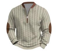 Halloween Men's Hoodies Pullover Hooded Sweatshirts Long Sleeve Patchwork Plaid Jacquard Drawstring Casual Hoodie with Pockets Outerwear Workwear Christmas Tee Shirts for Men (Beige, XXL)