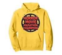 Halloween Mens Horror Movie Marathon Champion Spooky Fun Pullover Hoodie, Adult Unisex, Lemon, S