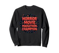Halloween Mens Horror Movie Marathon Champion Spooky Fun Sweatshirt, Adult Unisex, Black, S