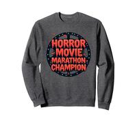 Halloween Mens Horror Movie Marathon Champion Spooky Fun Sweatshirt, Adult Unisex, Dark Heather Grey, S