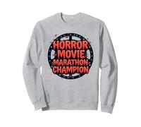 Halloween Mens Horror Movie Marathon Champion Spooky Fun Sweatshirt, Adult Unisex, Heather Grey, S
