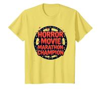 Halloween Mens Horror Movie Marathon Champion Spooky Fun T-Shirt, Kids, Lemon, 4 Years
