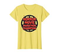 Halloween Mens Horror Movie Marathon Champion Spooky Fun T-Shirt, Women, Lemon, 3XL