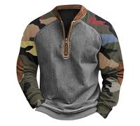 Halloween Mens Long Sleeve T Shirt Casual Stand Collar Henley Shirts Classic Cotton Buttons Placket Tops for Men Sport Wear Christmas Mens Jumpers (9-Army Green, XXXL)