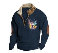 Halloween Mens Plain Long Sleeve Hoodie Fleece Pull-Over Soft Comfy Adult Top Sweatshirt Hoodies Work Longe wear Overcoat Christian Christmas Jumpers (Navy #3, M)
