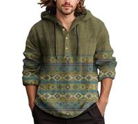 Halloween Mens Polo Shirts Henley T Shirts Collarless Grandad T Shirt Golf Shirts Long Sleeve Tops Outwear Classic Football Shirts Christmas Jumper (Green-7, S)