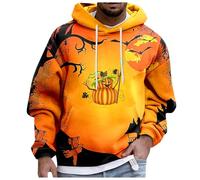 Halloween Men's Quarter Zip Long Sleeve Pullover Shirts Quick Dry Active Tops Lightweight Outdoor Fishing Golf Sweatshirts Knitwear Mens Christmas Hoodies (Orange-B, XL)