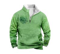 Halloween Mens Slim Fit Basic Pullover Hoodies Sweatshirt Lightweight Long Sleeve with Kanga Pocket Parka Streetwear Christmas Jumpers for Men Light Up (Green, XXL)