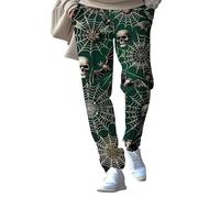 Halloween Mens Track Trousers Horror Bloody Printed Drawstring Waist Pant Comfortable Loungewear Sports Wear Holiday Sleepwears for Seasonal Celebrations Dark Green