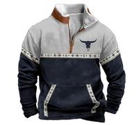 Halloween Mens V Neck Jumper 1/4 Zip Fleece Lined Pullover Regular Fit Autumn Winter Velvet Sweatshirt Sweat Tops Parka Leisure Wear Novelty Christmas Jumper (Navy, L)