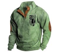 Halloween Men's V-Neck Jumper Cashmere Knitted Pullover Casual Long Sleeve Sweater Basic Sweatshirt Winter Jumpers Leisure Wear Christmas Hoodie for Men (B-Green, S)