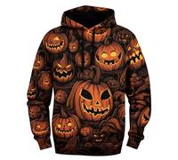 Halloween Men's V-Neck Jumper Cashmere Knitted Pullover Casual Long Sleeve Sweater Basic Sweatshirt Winter Jumpers Streetwear Matching Christmas Jumpers Family (Orange, M)