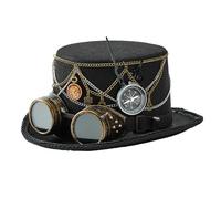 Halloween Metal Chain Top Hat With Industrial Age Accents Coser Goggles Design Birthday Girlfriend Boyfriend Industrial Top Hat