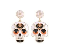 Halloween Mexico Day of The Dead Dangle Earrings for Women Sugar Skull Skeleton Ghost Earring Cosplay Party Halloween Festival Jewelry, Zinc, No Gemstone