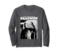 Halloween Michael Myers Enters Home Long Sleeve T-Shirt, Adult Unisex, Dark Heather Grey, Medium