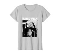 Halloween Michael Myers Enters Home T-Shirt, Women, Silver Grey, Medium