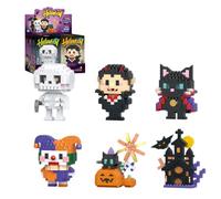 Halloween Micro Mini Building Set, Vampire Skeleton Castle Figures, 6 Pack