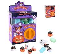 Halloween Mini Capsule Toy Machine, with 6 Random Surprise Eggs, Cute Cartoon, Mini Round Capsule Gift for Kindergarten Xmas Easter, Halloween Figurines for Party Gift (Purple)