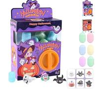 Halloween Mini Capsule Toy Machine, with 6 Random Surprise Eggs, mini round capsules for Xmas Easter, Cute Cartoon gashapon machine, Novelty Packaging for Kids (1PCS-Purple)