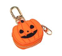 Halloween Mini Coin Purse Keychain, Spider Web Wallet Pouch (Orange)