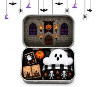 Halloween Mini Ghost Tin Box Set, Little Boo Cute Ghost in Box | Includes Plush Ghosts Sleeping Bag Spooky Books & Small Orange Pumpkin