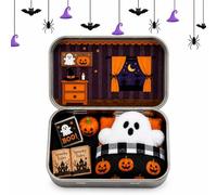 Halloween Mini Ghost Tin Box Set, Little Boo Cute Ghost in Box | Includes Plush Ghosts Sleeping Bag Spooky Books & Small Orange Pumpkin
