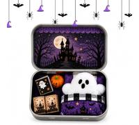 Halloween Mini Ghost Tin Box Set, Little Boo Cute Ghost in Box | Includes Plush Ghosts Sleeping Bag Spooky Books & Small Orange Pumpkin