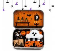 Halloween Mini Ghost Tin Box Set, Little Boo Cute Ghost in Box | Includes Plush Ghosts Sleeping Bag Spooky Books & Small Orange Pumpkin