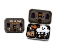 Halloween Mini Ghost Tin Box Set, Little Boo Cute Ghost in Box, Miniature Halloween Set Includes Plush Ghosts Sleeping Bag Spooky Books & Small Orange Pumpkin