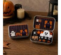 Halloween Mini Ghost Tin Box Set,Little Boo Cute Plush Ghost in Box with Sleeping Bag,Miniature Spooky Books and Tiny Orange Pumpkin,Spooky Gift for Toddlers and Party Favours