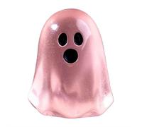 Halloween Mini Ghosts Figures, Luminous Ghost Miniature Figurines, Mini Resin Ghost Ornament Glow in The Dark, Halloween Tiny Ghost Decor for Fairy Garden Dollhouse Outdoor Landscape (Pink)
