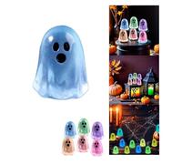 Halloween Mini Ghosts Figures with Box, Glow in The Dark Figurine, Luminous Fairy Garden Accessories Toys, Cute Decor for Micro Landscape Tabletop Party Favors Office Home Decor (1, Blue)