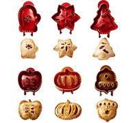 Halloween Mini Hand Pie Molds Set,Christmas Pie Moulds (Mix C 6pcs) | Mini Pie Molds for Baking,Ghost Pumpkin Bat Shaped Pie Mold,Dough Presser Pocket Molds,for Halloween and Christmas Party