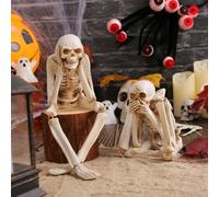 Halloween Mini Skeletons Figure, 8” Small Posable Plastic Skeleton Figure, Halloween Little Skeletons for Accessories Party Favors
